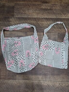 Two Free People Recycled Tote Shopping Bag Set - One Large One Small